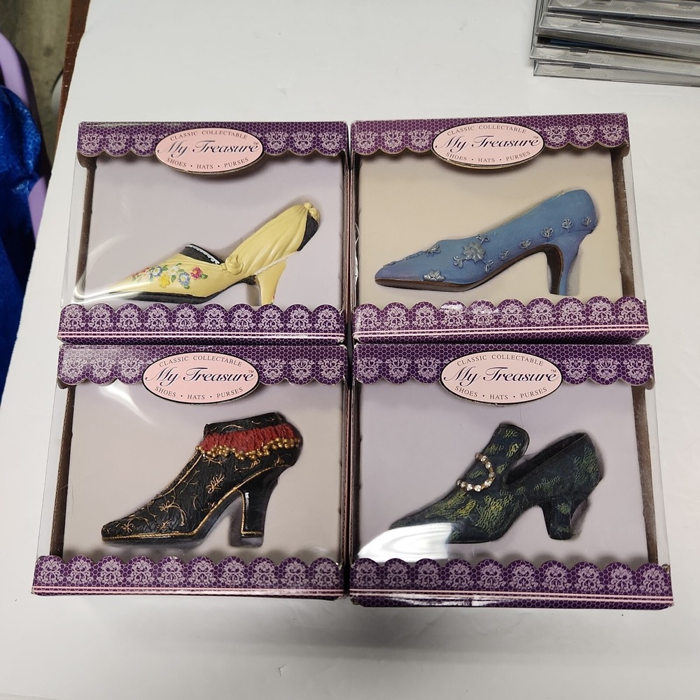 1999 Kingsbridge My Treasure Victorian High Heel Resin Shoe Miniature Lot of 4